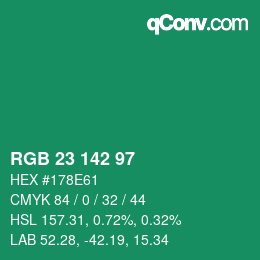カラーコード: RGB 23 142 97 | qconv.com