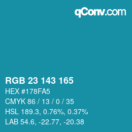 Color code: RGB 23 143 165 | qconv.com