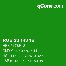 Color code: RGB 23 143 18 | qconv.com