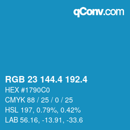カラーコード: RGB 23 144.4 192.4 | qconv.com