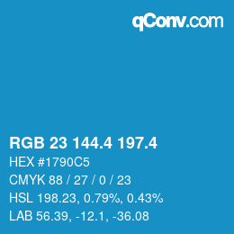 カラーコード: RGB 23 144.4 197.4 | qconv.com