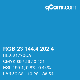 カラーコード: RGB 23 144.4 202.4 | qconv.com
