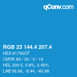 カラーコード: RGB 23 144.4 207.4 | qconv.com