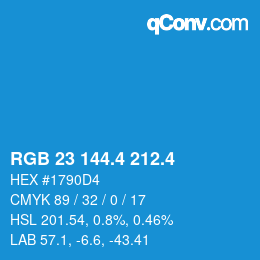 カラーコード: RGB 23 144.4 212.4 | qconv.com