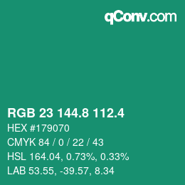 カラーコード: RGB 23 144.8 112.4 | qconv.com