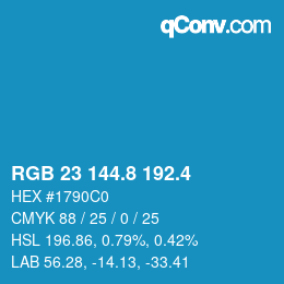 カラーコード: RGB 23 144.8 192.4 | qconv.com