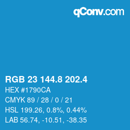 カラーコード: RGB 23 144.8 202.4 | qconv.com