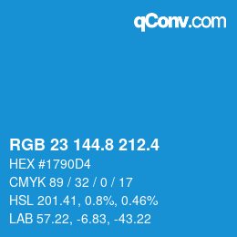 カラーコード: RGB 23 144.8 212.4 | qconv.com