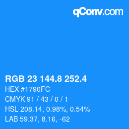 カラーコード: RGB 23 144.8 252.4 | qconv.com