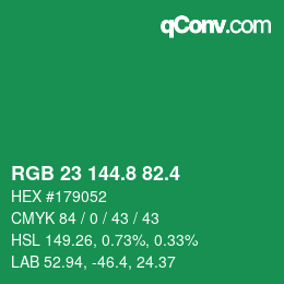 カラーコード: RGB 23 144.8 82.4 | qconv.com