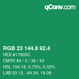 カラーコード: RGB 23 144.8 92.4 | qconv.com