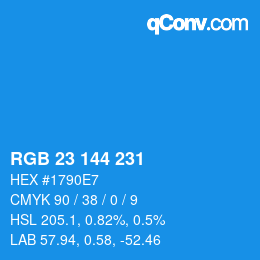 Color code: RGB 23 144 231 | qconv.com