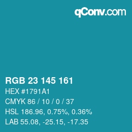 Color code: RGB 23 145 161 | qconv.com