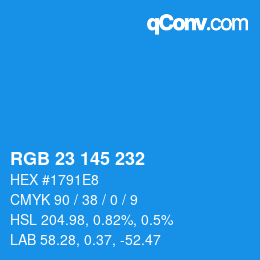 Color code: RGB 23 145 232 | qconv.com