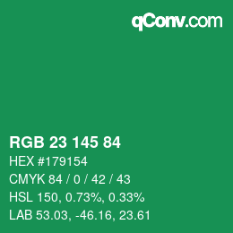 Color code: RGB 23 145 84 | qconv.com
