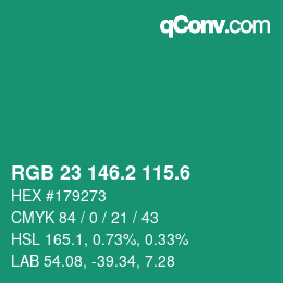カラーコード: RGB 23 146.2 115.6 | qconv.com