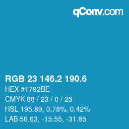 カラーコード: RGB 23 146.2 190.6 | qconv.com