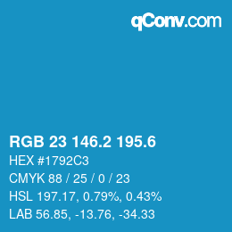 カラーコード: RGB 23 146.2 195.6 | qconv.com