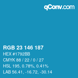 Color code: RGB 23 146 187 | qconv.com