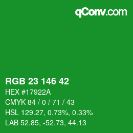 カラーコード: RGB 23 146 42 | qconv.com
