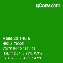 Color code: RGB 23 146 5 | qconv.com