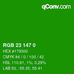 Color code: RGB 23 147 0 | qconv.com