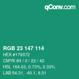 Color code: RGB 23 147 114 | qconv.com