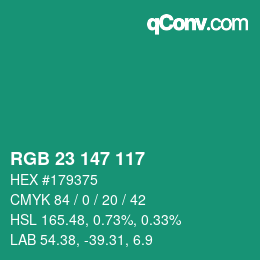 Color code: RGB 23 147 117 | qconv.com