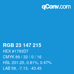 Color code: RGB 23 147 215 | qconv.com