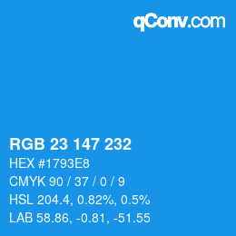 Color code: RGB 23 147 232 | qconv.com
