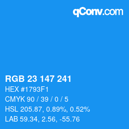 Color code: RGB 23 147 241 | qconv.com