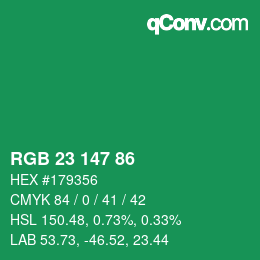 Color code: RGB 23 147 86 | qconv.com