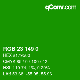 Color code: RGB 23 149 0 | qconv.com