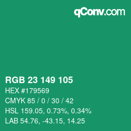 Color code: RGB 23 149 105 | qconv.com