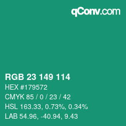 Color code: RGB 23 149 114 | qconv.com