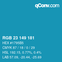 颜色代码: RGB 23 149 181 | qconv.com