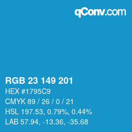 Color code: RGB 23 149 201 | qconv.com