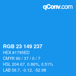Color code: RGB 23 149 237 | qconv.com