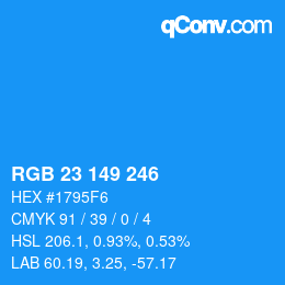 Color code: RGB 23 149 246 | qconv.com