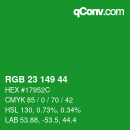 Color code: RGB 23 149 44 | qconv.com