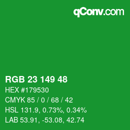 Color code: RGB 23 149 48 | qconv.com