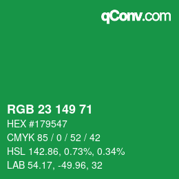 Color code: RGB 23 149 71 | qconv.com