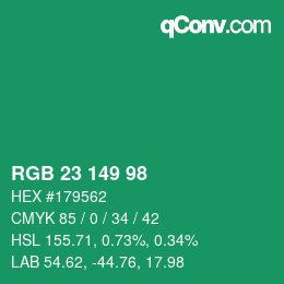 Color code: RGB 23 149 98 | qconv.com