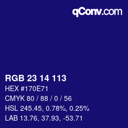 Color code: RGB 23 14 113 | qconv.com
