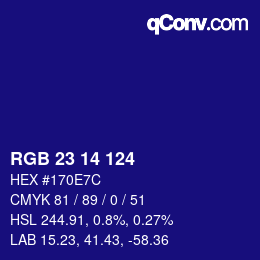 カラーコード: RGB 23 14 124 | qconv.com