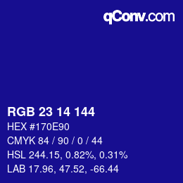 颜色代码: RGB 23 14 144 | qconv.com