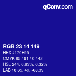 Color code: RGB 23 14 149 | qconv.com