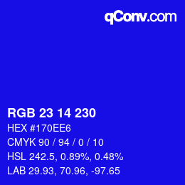 Color code: RGB 23 14 230 | qconv.com