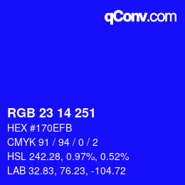 カラーコード: RGB 23 14 251 | qconv.com