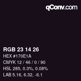 カラーコード: RGB 23 14 26 | qconv.com